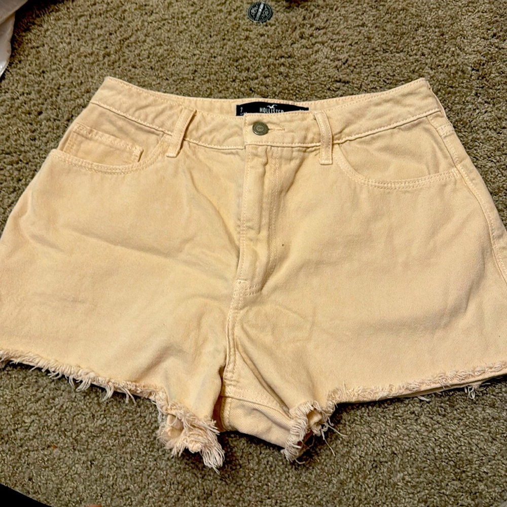 Ultra high rise cream/tan/nude denim shorts